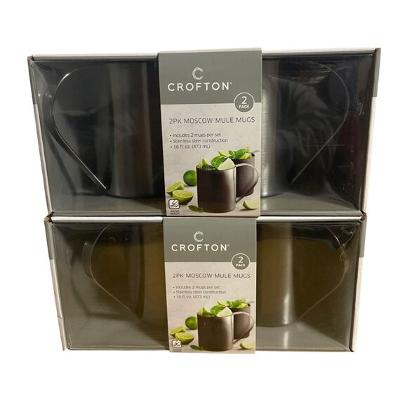 Crofton Moscow Mule Mugs Stainless Steel 16 Oz Set of 4 - Picture 1 of 5